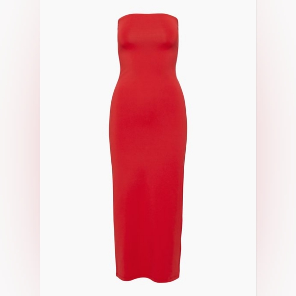 ❗SOLD❗ARITZIA BABATON FIERY RED STRAPLESS BODYCON TUBE MAXI DRESS NWT - Picture 2 of 8